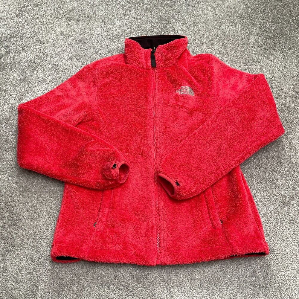 The North Face Osito Fleece Jacket Womens Small Red Full Zip Pocket Outdoor Hike